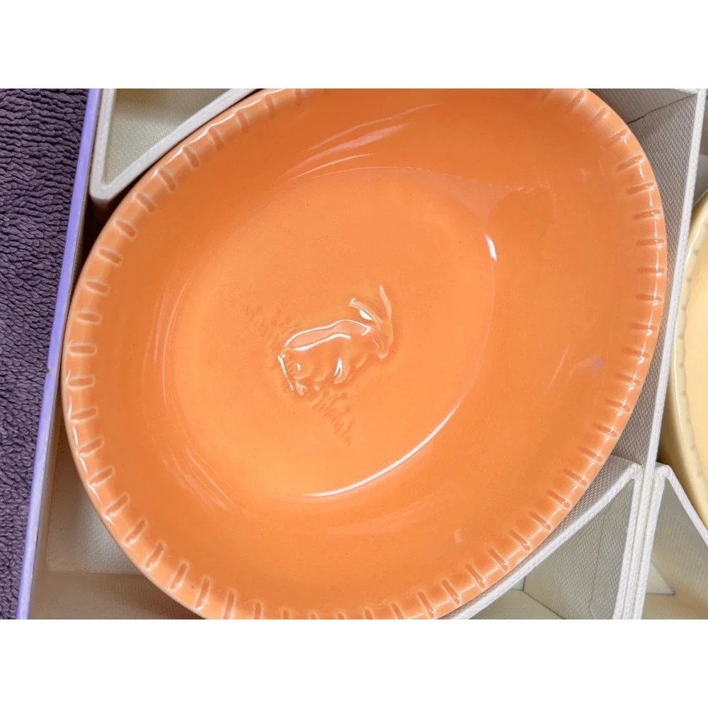 Vtg Williams Sonoma Set of 4 Easter Egg Ceramic Ramekins Pastel Baking Dishes